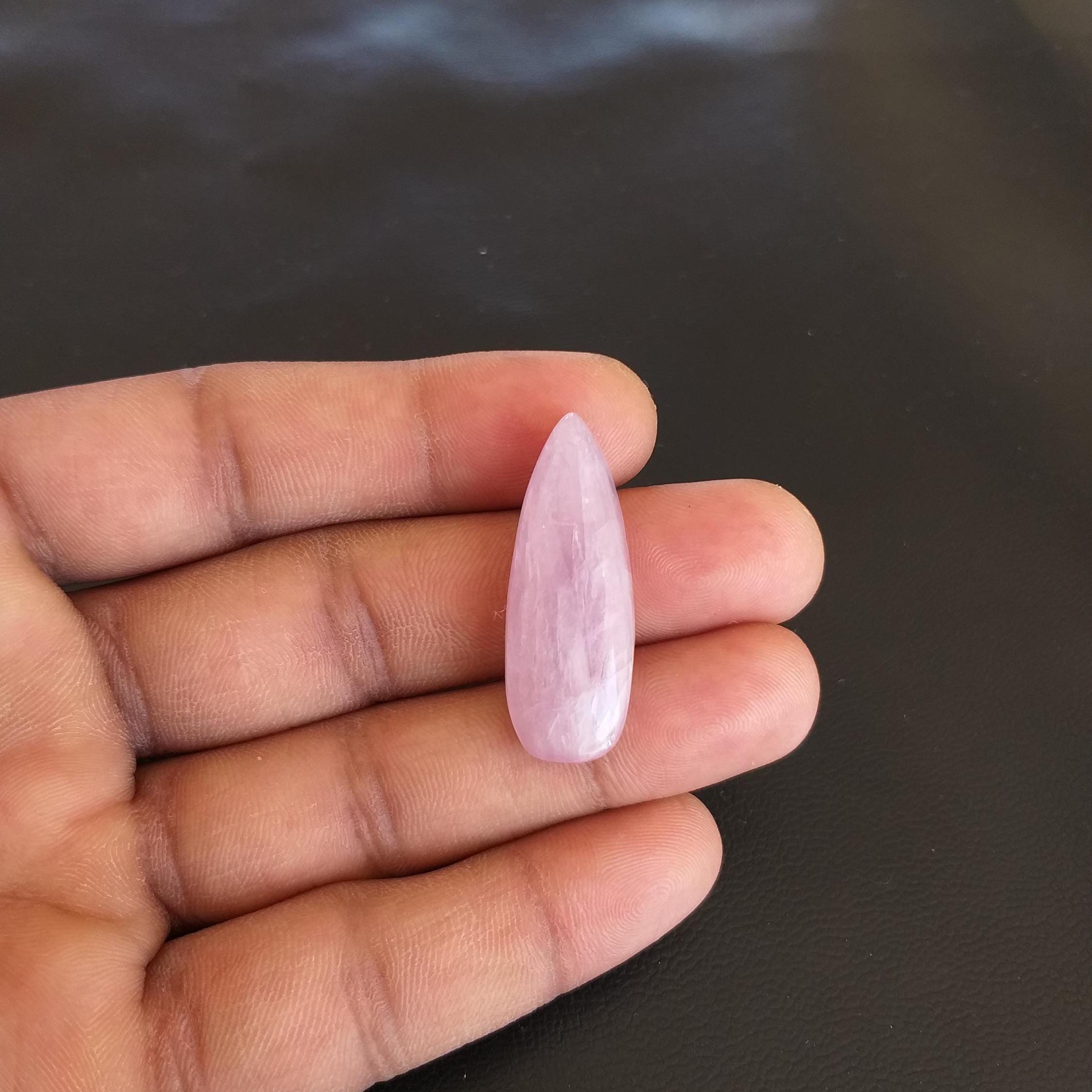 Pink Kunzite Cabochon: Pear Shape Gemstone, 35 Carat (35x13x8 Mm