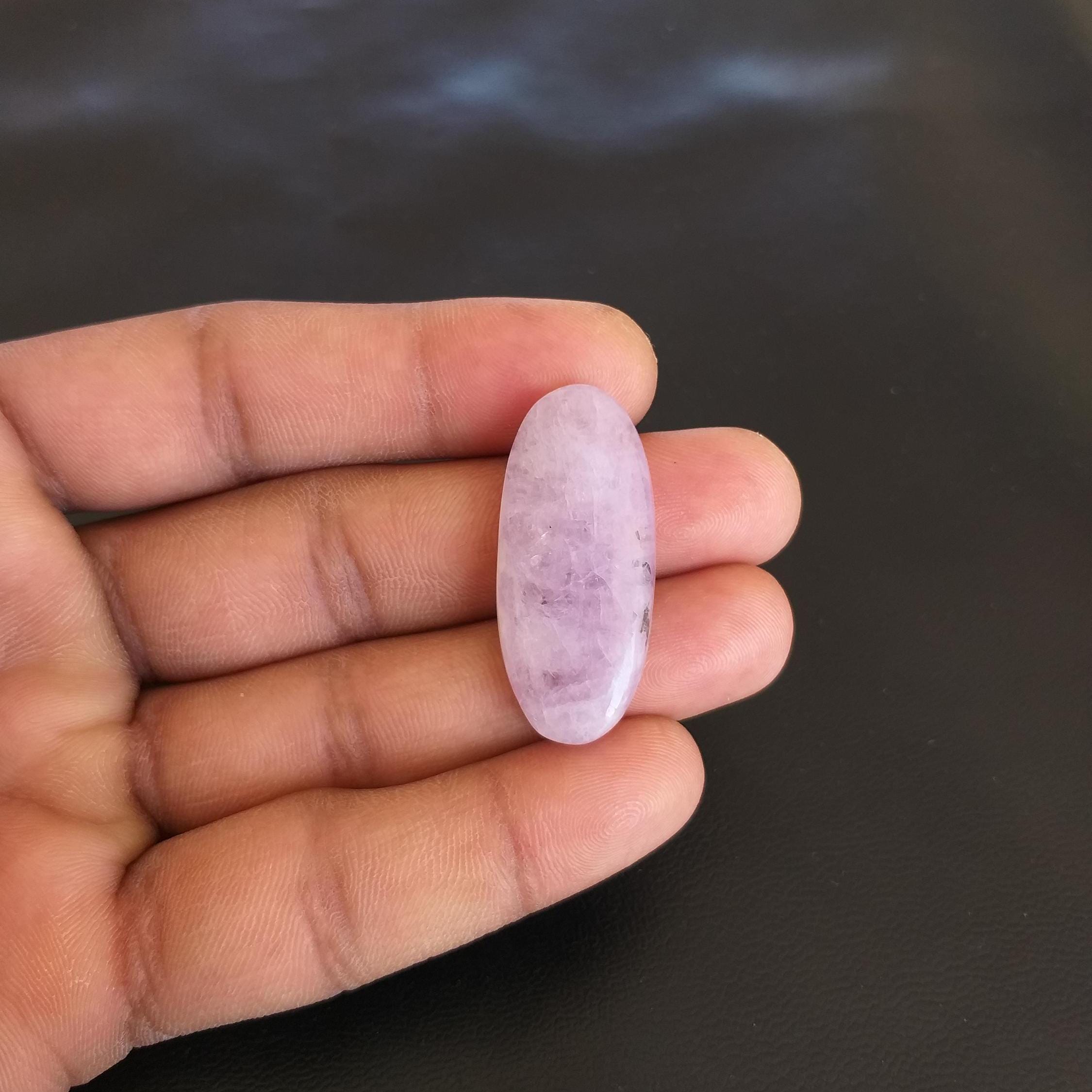 Pink Kunzite Stone Cabochon: 42.5 Carat Oval Shape Gemstone For Jewelry (37x17x7 Mm Pink Kunzite Stone Cabochon: 42.5 Carat Oval Shape Gemstone For Jewelry (37x17x7 Mm