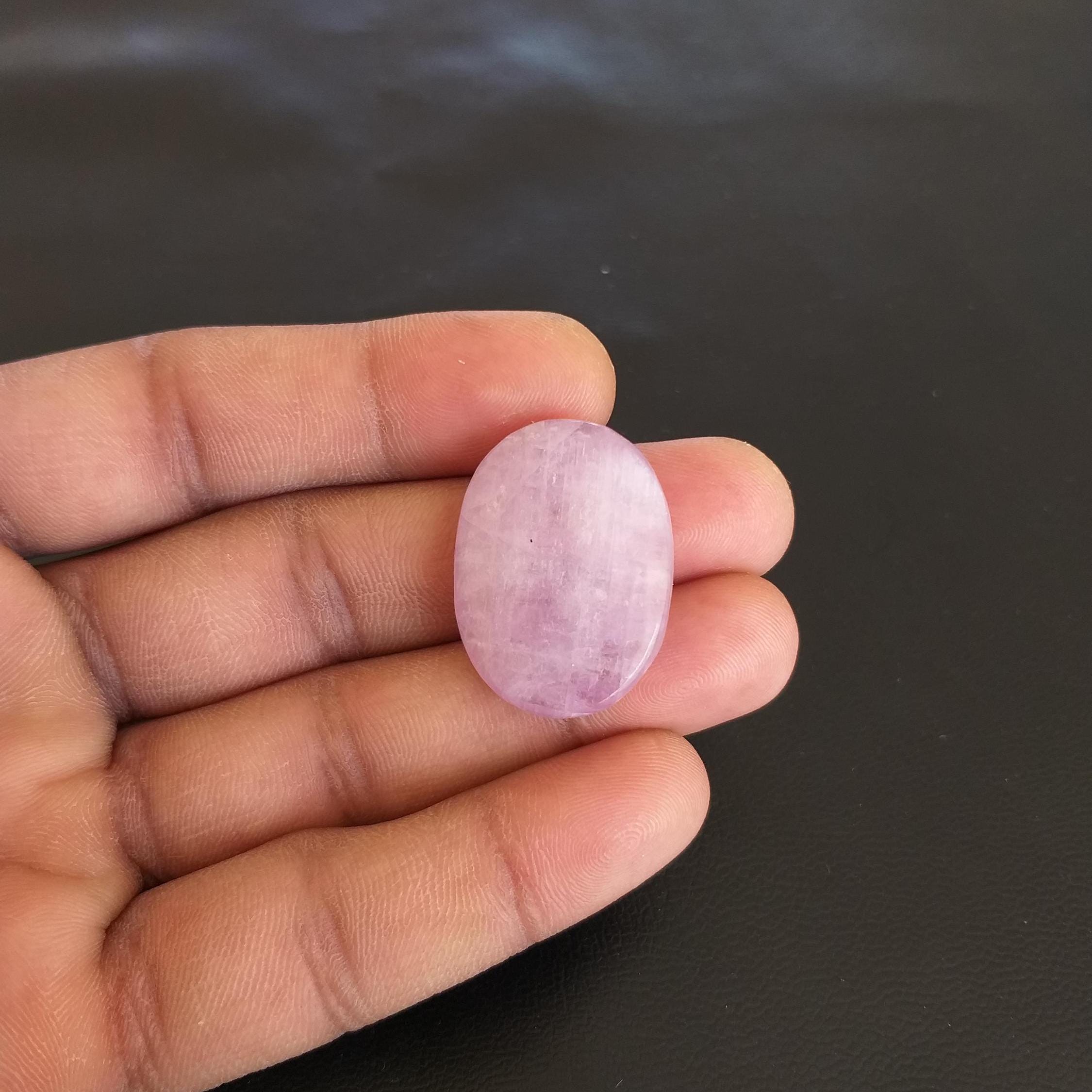 Polished Kunzite Cabochon: 45 Carat Oval Shape, Natural Gemstone, 30x22x7 Mm