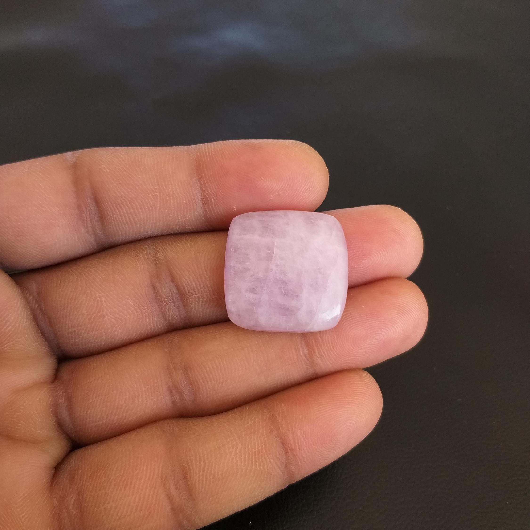 Polished Kunzite Stone Cabochon: 30 Carat Handmade Cushion Shape Gemstone, 23x6 Mm Polished Kunzite Stone Cabochon: 30 Carat Handmade Cushion Shape Gemstone, 23x6 Mm
