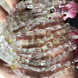 8 Inches Strand,Natural Kunzite Faceted Nuggets Shape Beads, Size 8-10mm