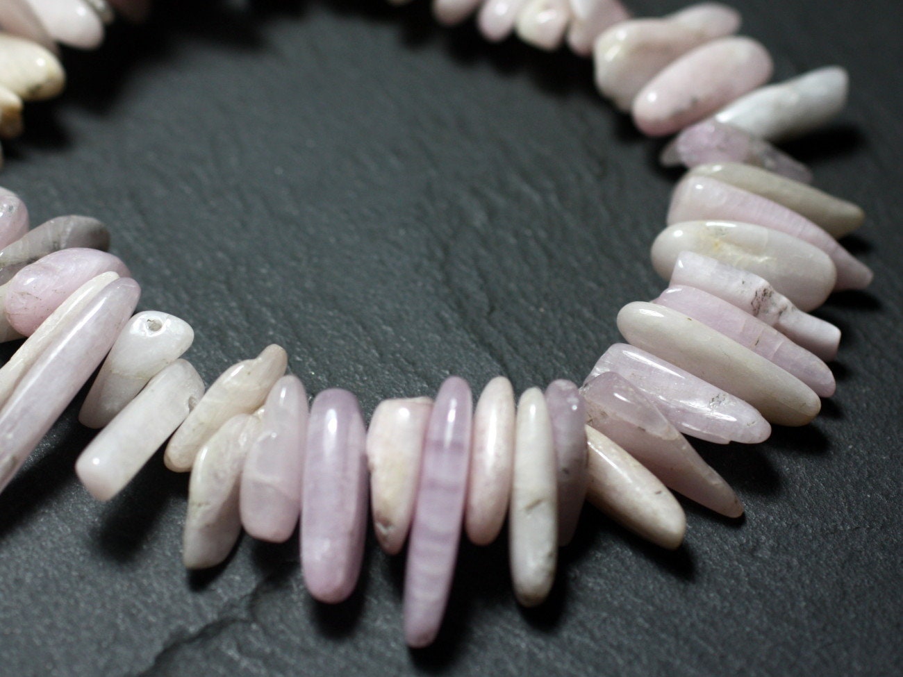 Fil 39cm 110pc Env - Perles De Pierre - Kunzite Rose Rocailles Chips Batonnets 10-20mm