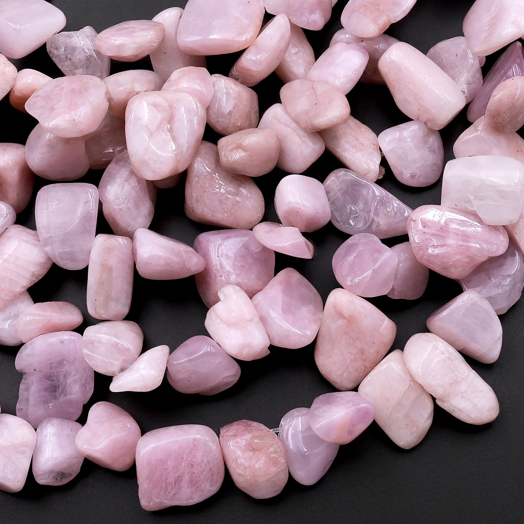 Natural Kunzite Freeform Pebble Petal Nugget Beads 15.5" Strand