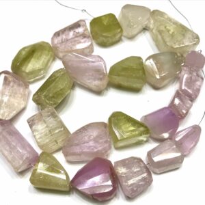 Natural KUNZITE MULTI Laser Cut Nuggets Gemstone Beads/Kunzite Free Size 18” Faceted Nuggets Strand/Colourful Genuine Kunzite Stone Beads/