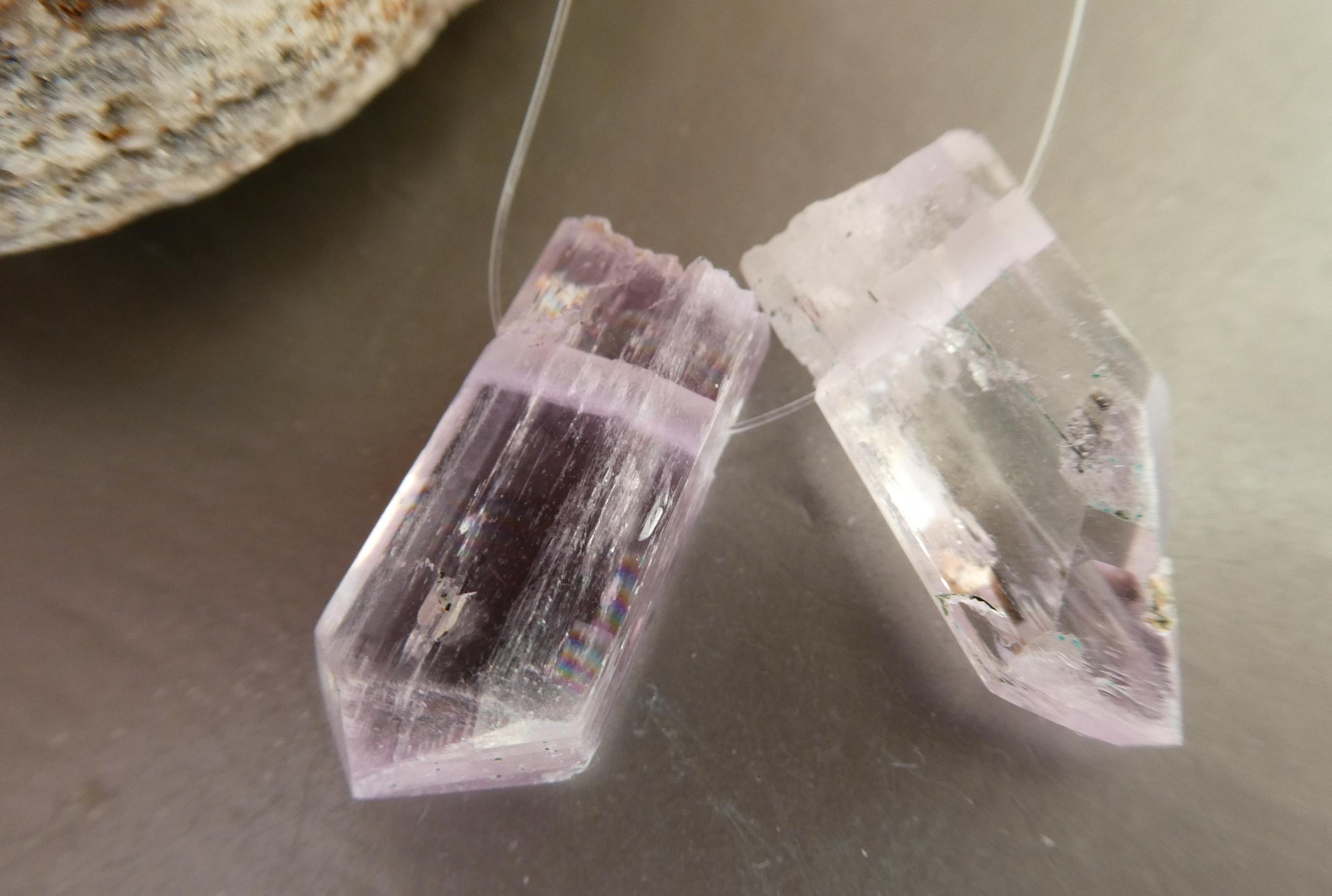Raw Pink Kunzite Points 23mm Beads- 2 Pcs Gemstone Crystal- Jewelry Making-focal Craft Beads