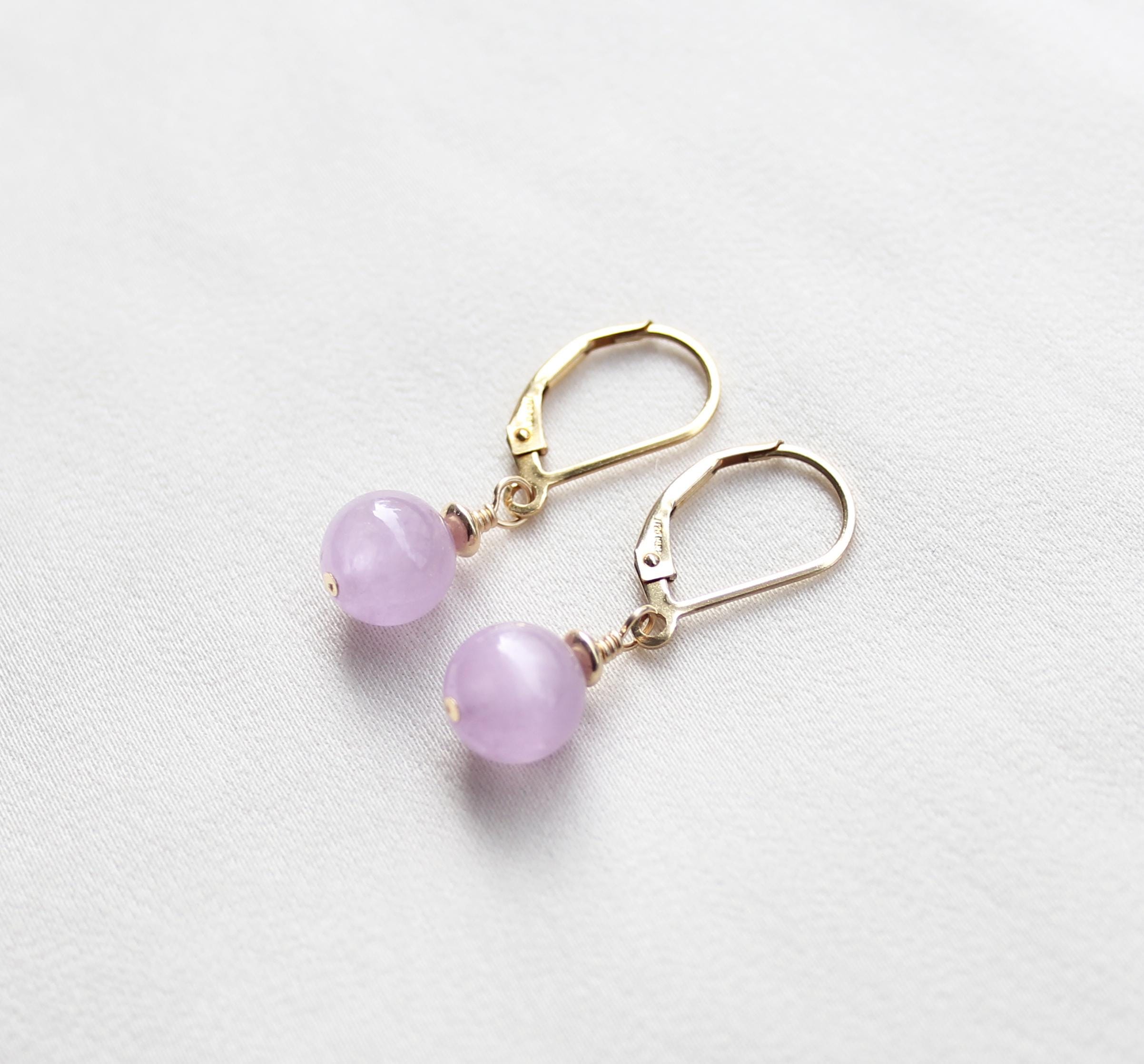 Kunzite Earrings: 14k Gold-filled, Pastel Lilac, Natural Gemstone Leverback Kunzite Earrings: 14k Gold-filled, Pastel Lilac, Natural Gemstone Leverback