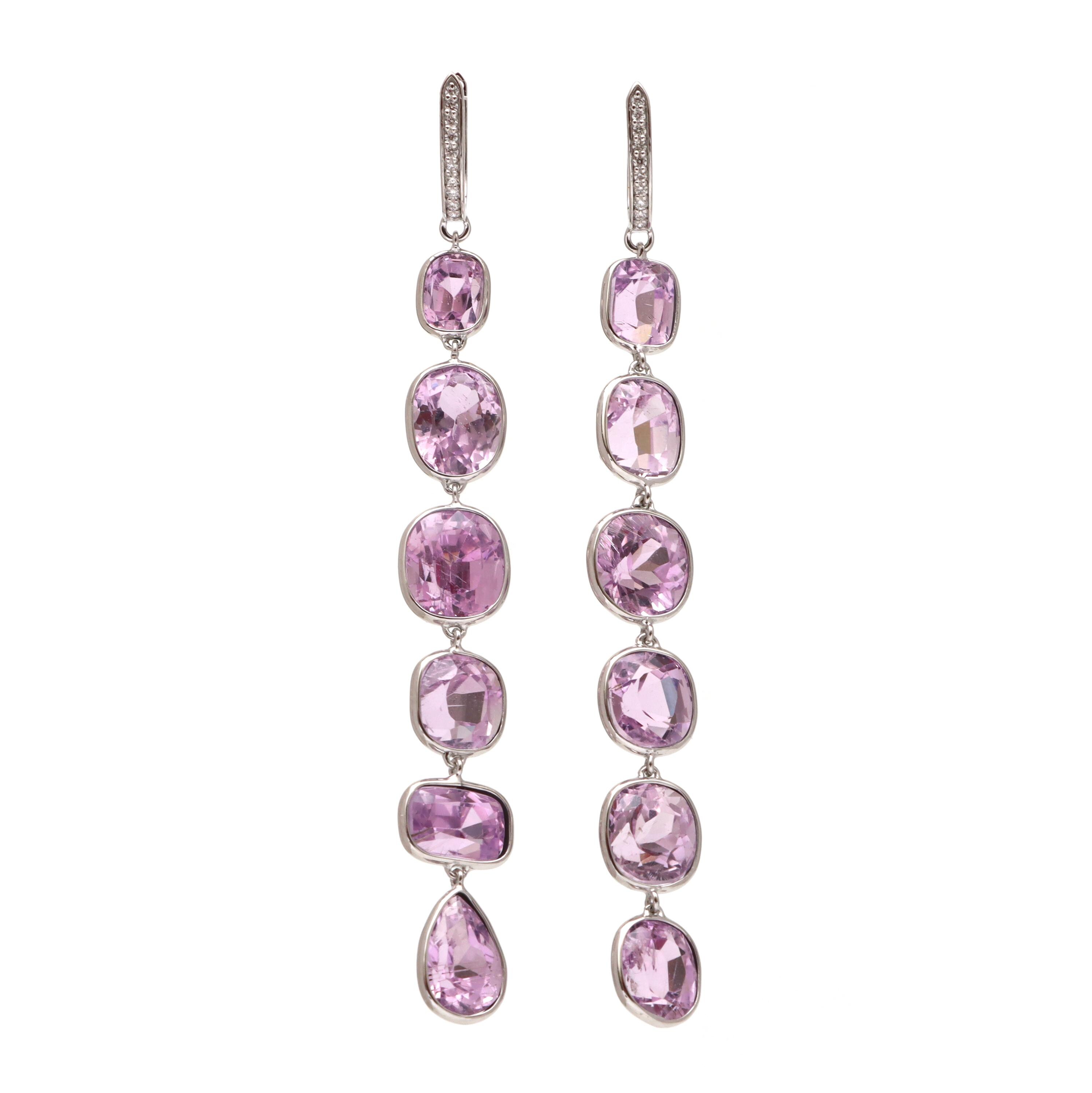 18k Gold Kunzite Earrings, Statement Earrings, Pink Stone Earrings, Fancy Shape Earrings, Birthstone Earrings, Gift For Her, Kunzite Earring