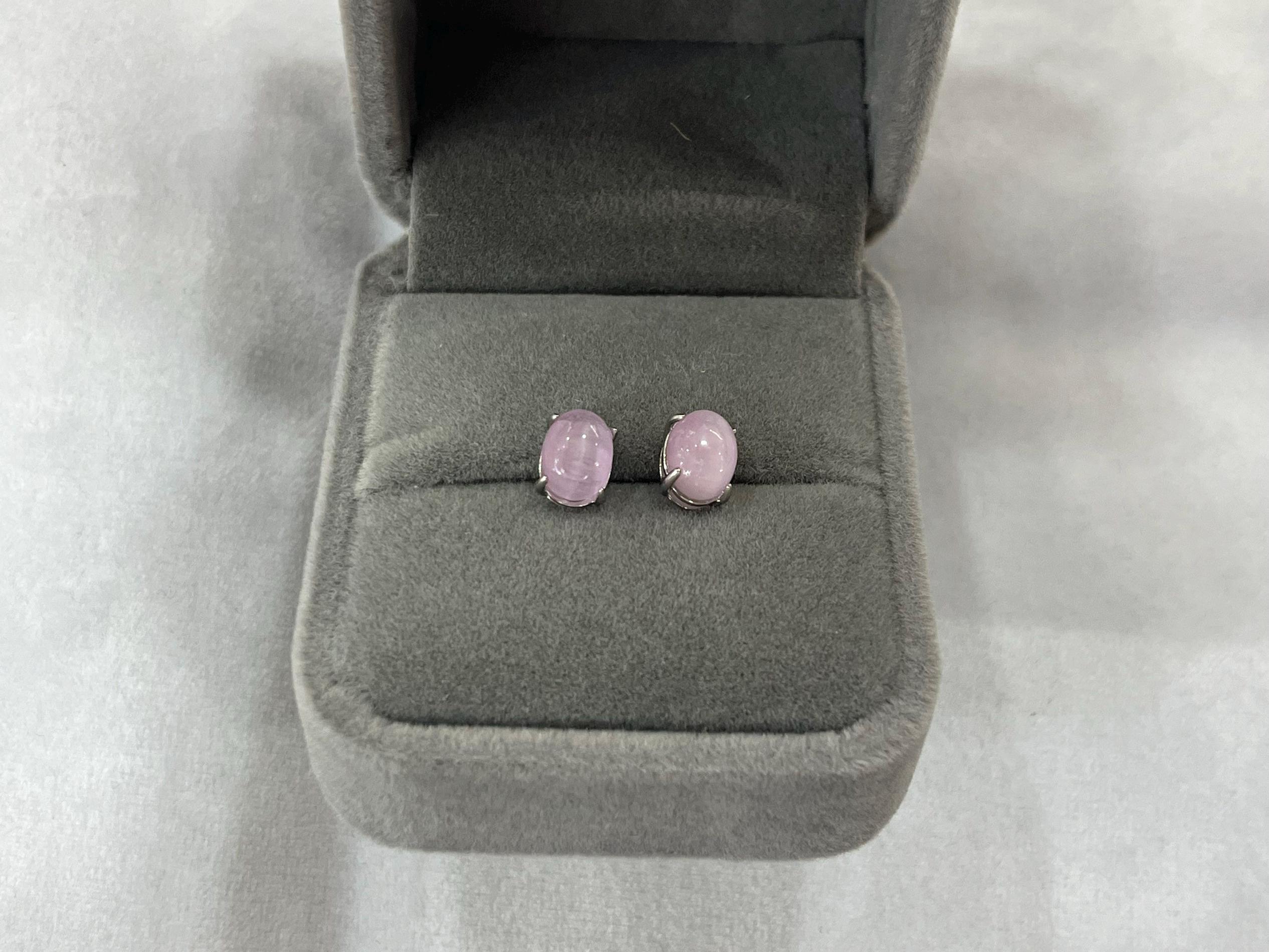 6x8mm Oval Kunzite Stud Earrings 925 Sterling Silver • Natural Purple Gemstone Jewelry 1pair (2pcs) For Daily Wear, Gift Earrings For Women