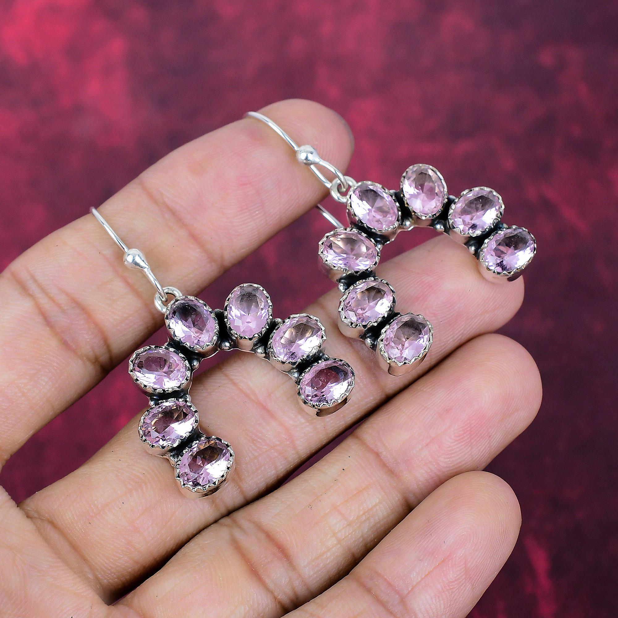 Beautiful Pink Kunzite Gemstone Earrings In 925 Sterling Silver - Pink Kunzite Silver Earring Ocean Theme Gemstone Jewelry Birthday Gift Beautiful Pink Kunzite Gemstone Earrings In 925 Sterling Silver - Pink Kunzite Silver Earring Ocean Theme Gemstone Jewelry Birthday Gift