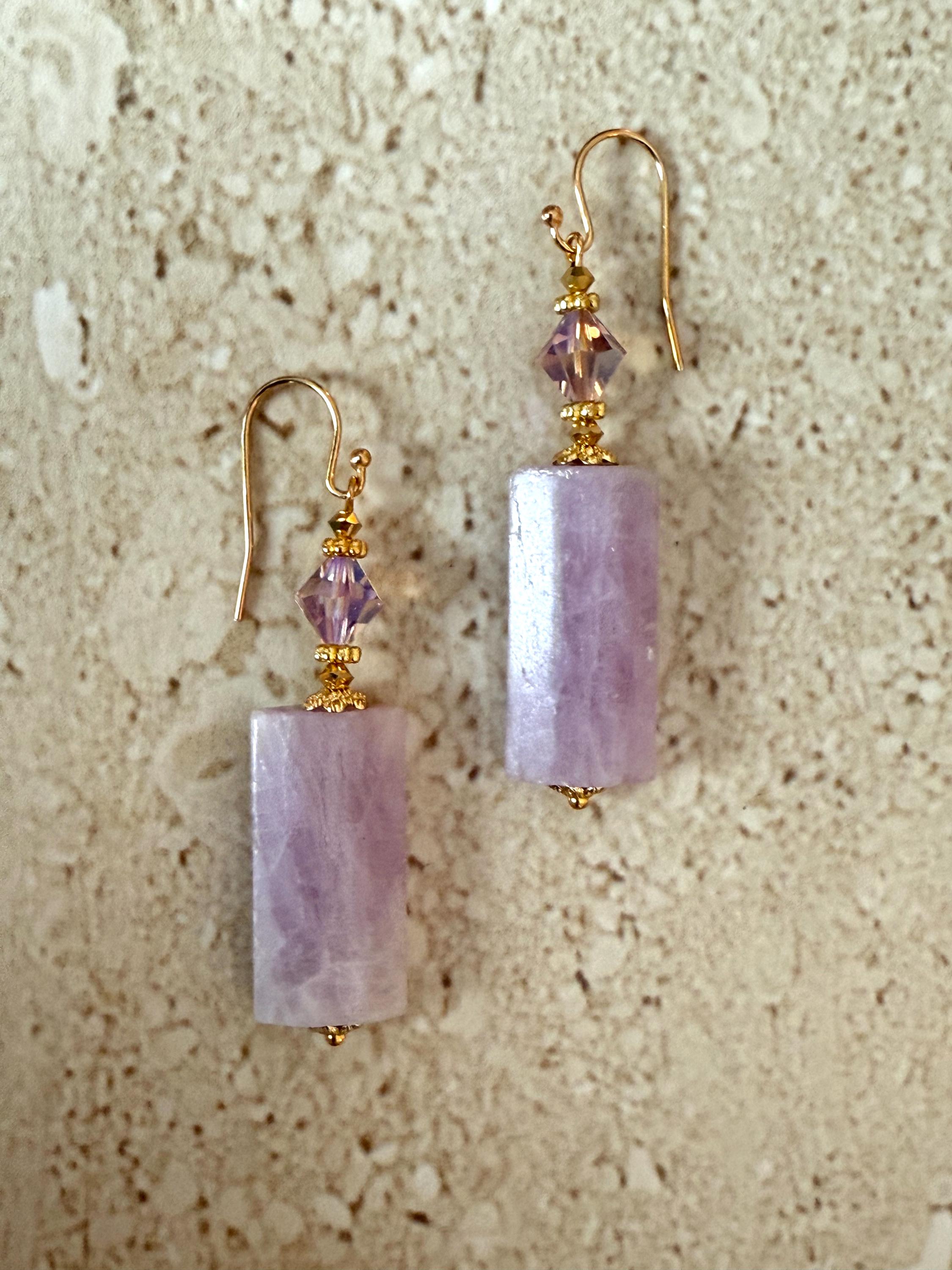Kunzite Earrings Kunzite Dangle Earrings Pink Kunzite Gemstone Earrings Kunzite Statement Earrings