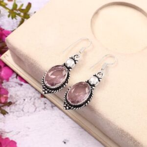 Kunzite earring, 925 sterling silver earring, handmade earring, gift for her, anniversary gift, pink gemstone earring, women earring Kunzite earring, 925 sterling silver earring, handmade earring, gift for her, anniversary gift, pink gemstone earring, women earring