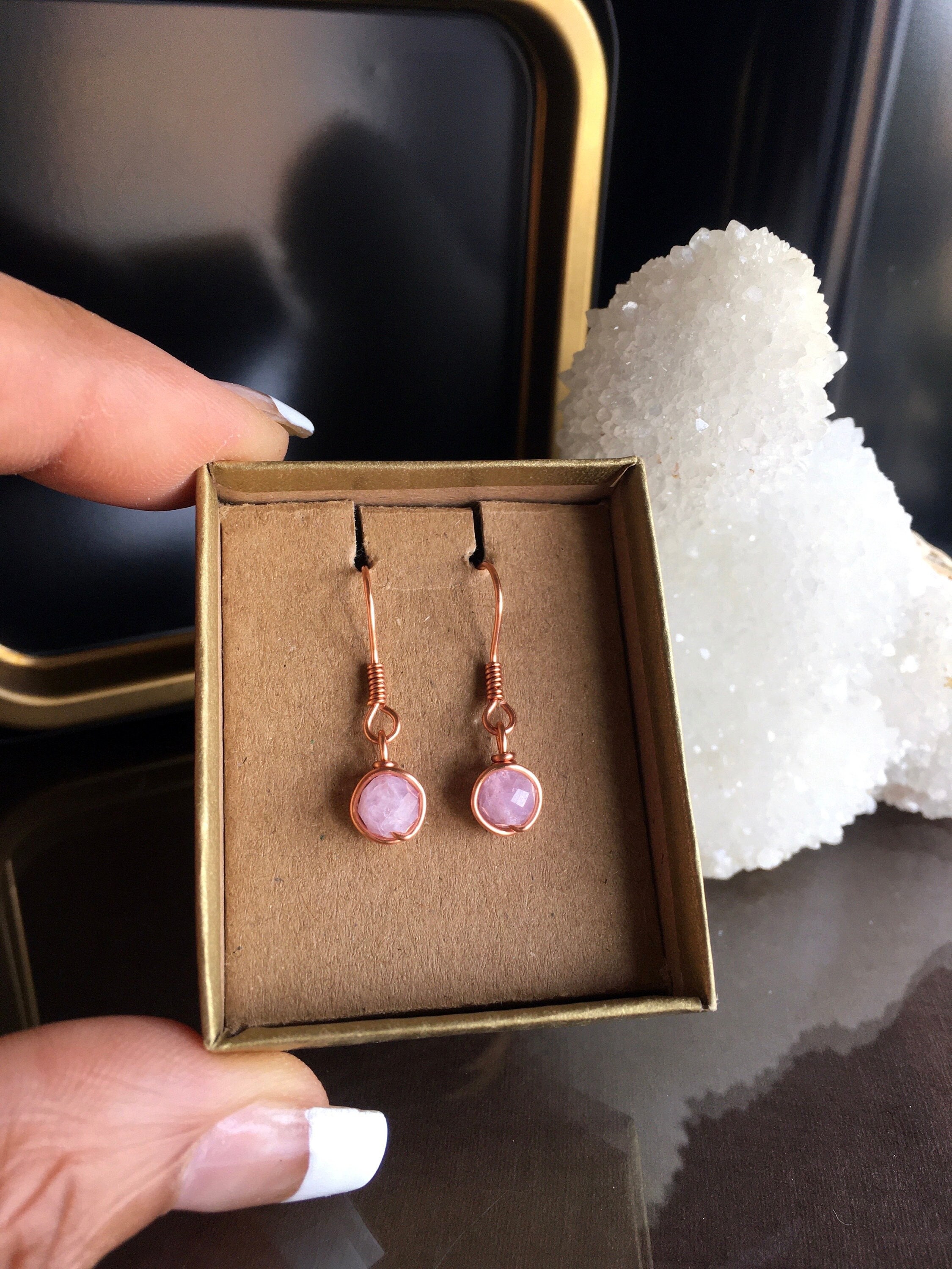 Faceted Kunzite Earrings: Minimalist Crystal Jewelry