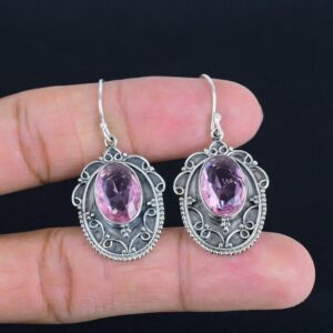 Faceted Pink Kunzite Earrings: Handmade 925 Sterling Silver Vintage Jewelry Faceted Pink Kunzite Earrings: Handmade 925 Sterling Silver Vintage Jewelry
