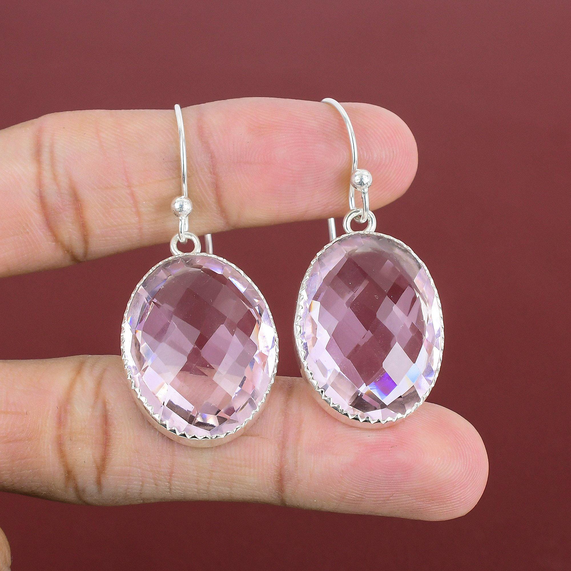 Faceted Pink Kunzite Earrings: Handmade Sterling Silver Gemstone Jewelry Faceted Pink Kunzite Earrings: Handmade Sterling Silver Gemstone Jewelry