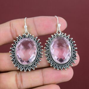 Faceted Pink Kunzite Earrings: Sterling Silver, Handmade Gemstone Jewelry Faceted Pink Kunzite Earrings: Sterling Silver, Handmade Gemstone Jewelry