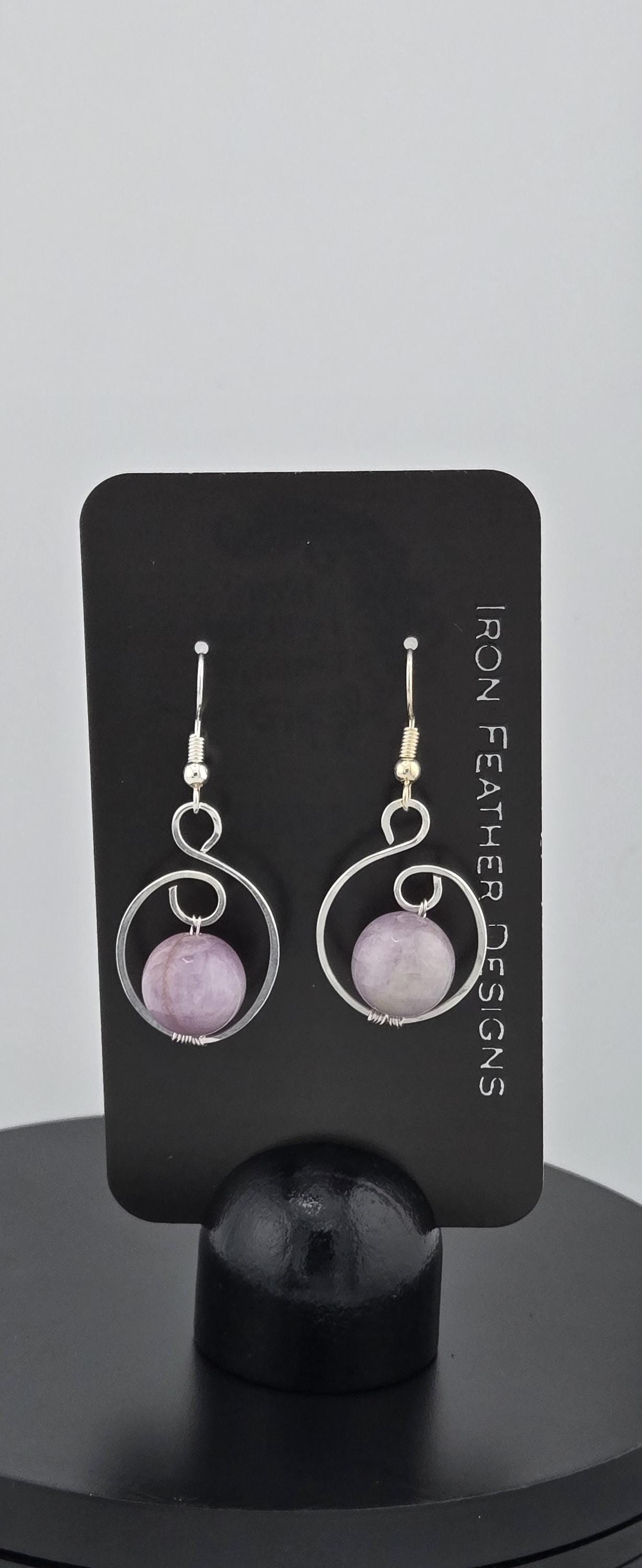 Handcrafted Kunzite Earrings – Sterling Silver Wire Wrapped Dangles