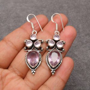 Handmade Pink Kunzite Earrings: 925 Sterling Silver Gemstone Jewelry Handmade Pink Kunzite Earrings: 925 Sterling Silver Gemstone Jewelry