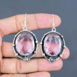 Handmade Pink Kunzite Earrings: Sterling Silver Boho Jewelry Handmade Pink Kunzite Earrings: Sterling Silver Boho Jewelry