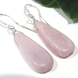 Long Kunzite Earrings, Natural Pink Gemstone Dangles, Love Stone, In Gold and Silver Long Kunzite Earrings, Natural Pink Gemstone Dangles, Love Stone, In Gold and Silver