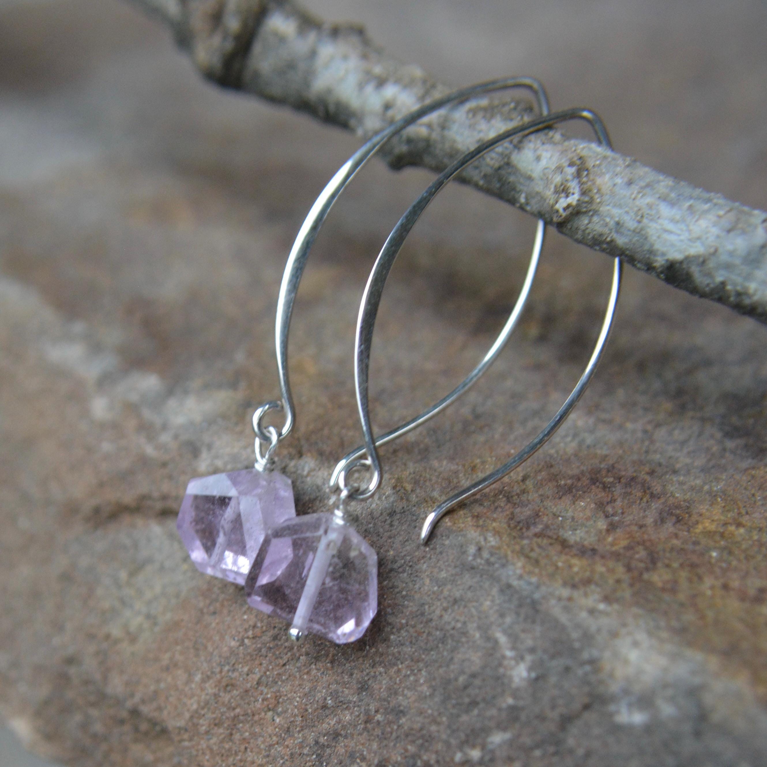 Kunzite Nugget Earrings Sterling Silver Kunzite Nugget Earrings Sterling Silver