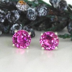 Pink Kunzite 6mm Stud Earrings: Sterling Silver Pink Kunzite 6mm Stud Earrings: Sterling Silver