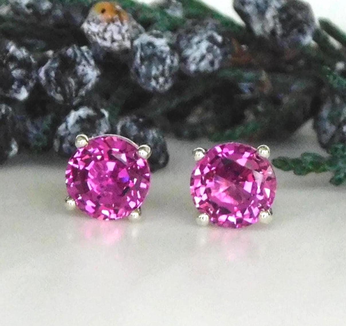 Pink Kunzite 6mm Stud Earrings: Sterling Silver