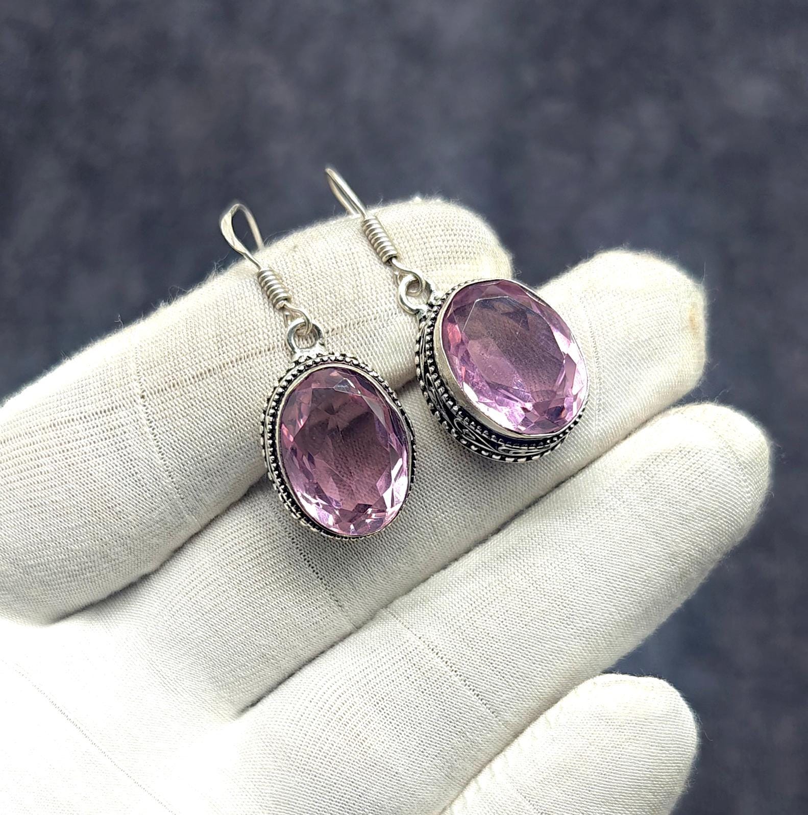 Pink Kunzite Earring, 925 Sterling Silver Gemstone Dangle Drop Earrings, Handmade Earring, Elegant Pink Gemstone Adorable Earring For Gifts Pink Kunzite Earring, 925 Sterling Silver Gemstone Dangle Drop Earrings, Handmade Earring, Elegant Pink Gemstone Adorable Earring For Gifts