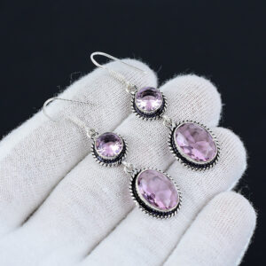 Pink kunzite Earring, Handmade 925 Sterling Silver Earring, Bohemian Silver Earring, Thanksgiving Gifts, Christmas Gifts, Earring For Women