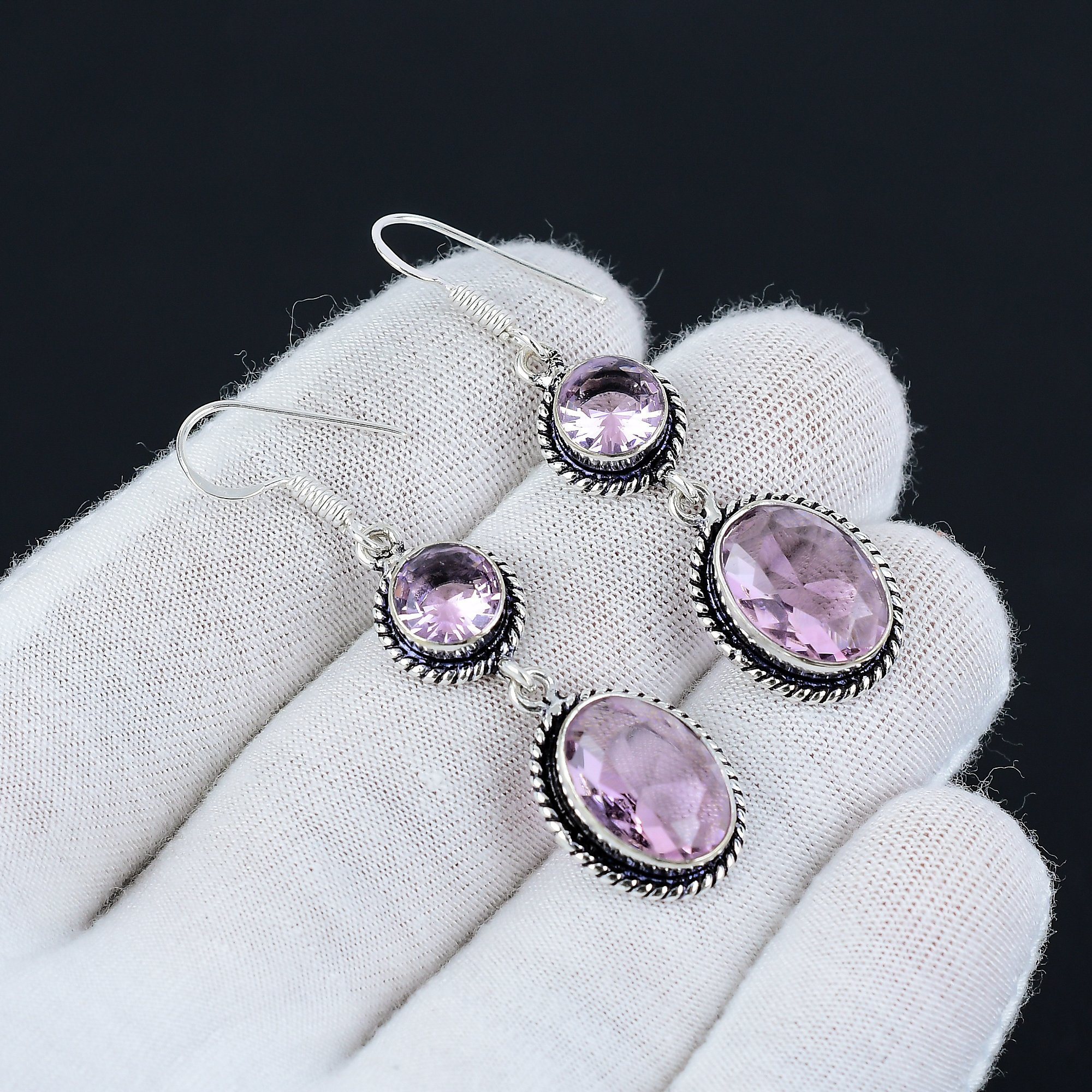 Pink Kunzite Earring, Handmade 925 Sterling Silver Earring, Bohemian Silver Earring, Thanksgiving Gifts, Christmas Gifts, Earring For Women Pink Kunzite Earring, Handmade 925 Sterling Silver Earring, Bohemian Silver Earring, Thanksgiving Gifts, Christmas Gifts, Earring For Women