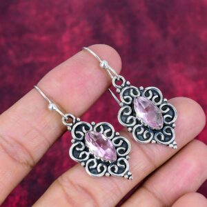 Pink Kunzite Earring, Pink Kunzite Silver Earring, Pink Kunzite Oval Earring, 925 Sterling Silver Earring, Gemstone Earring, Dangle Earring Pink Kunzite Earring, Pink Kunzite Silver Earring, Pink Kunzite Oval Earring, 925 Sterling Silver Earring, Gemstone Earring, Dangle Earring