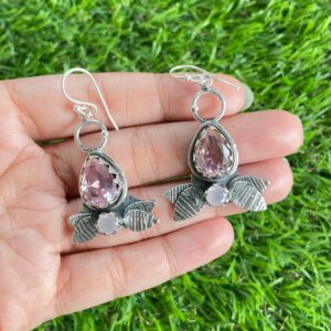 Pink Kunzite Earrings: Handmade 925 Sterling Silver Gemstone Earrings Pink Kunzite Earrings: Handmade 925 Sterling Silver Gemstone Earrings