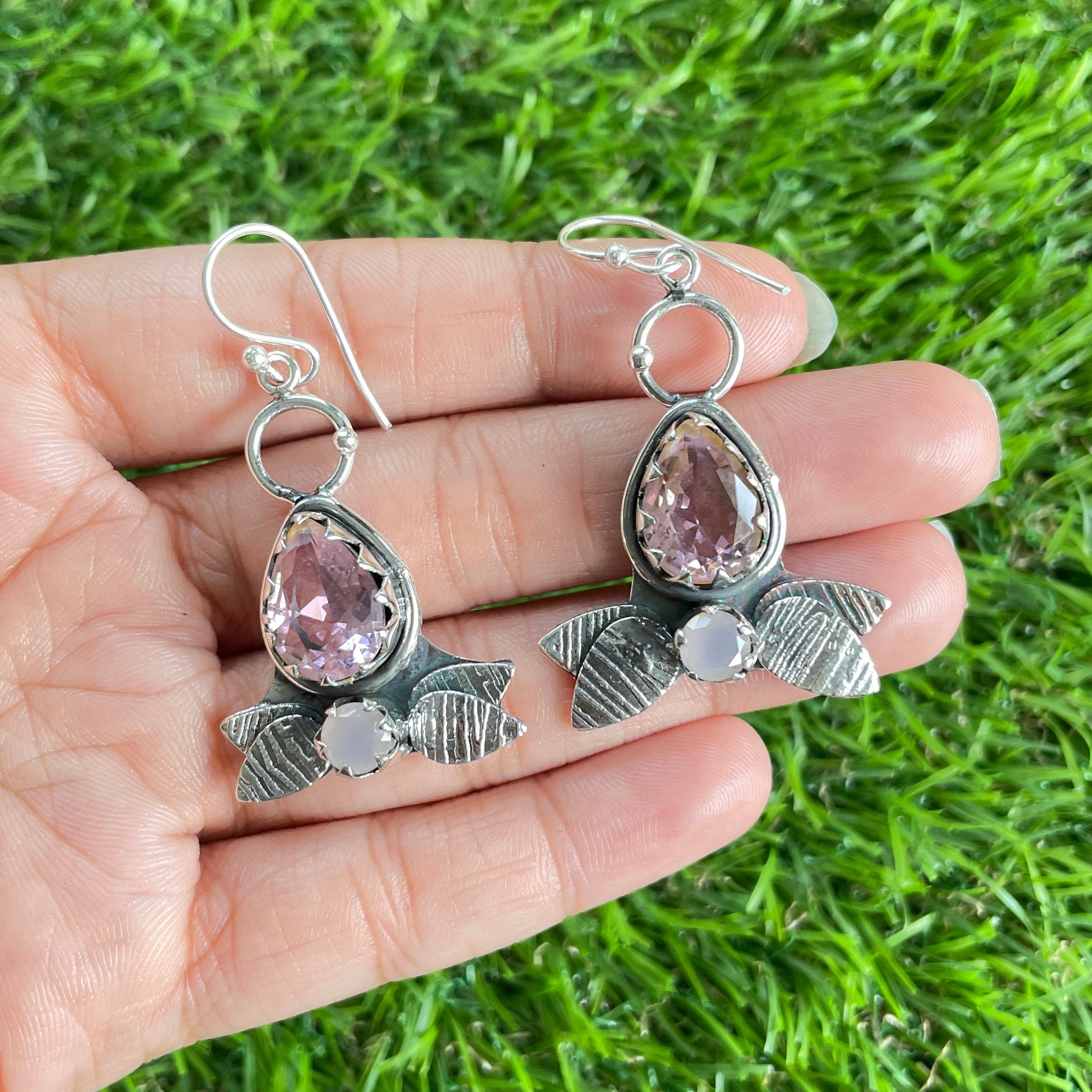 Pink Kunzite Earrings: Handmade 925 Sterling Silver Gemstone Earrings Pink Kunzite Earrings: Handmade 925 Sterling Silver Gemstone Earrings