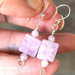 Pink, Kunzite, Earrings, In Sterling Silver, Pink, Kunzite, Earrings, In Sterling Silver,