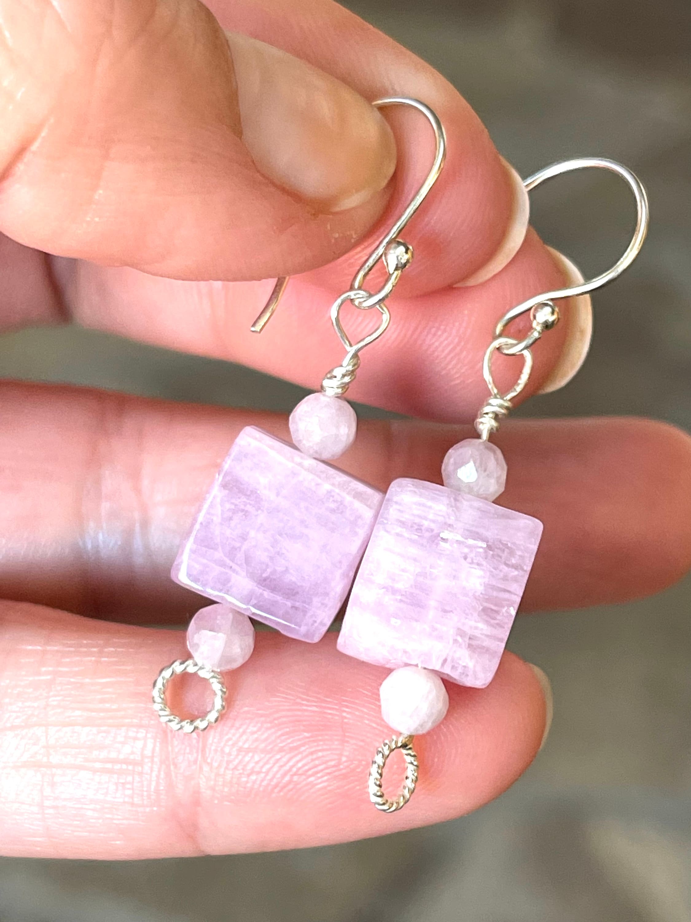 Pink, Kunzite, Earrings, In Sterling Silver,