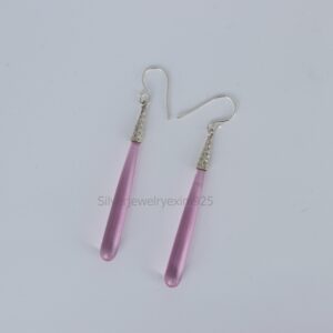 Pink Kunzite Teardrop Earrings: Sterling Silver Boho Dangle