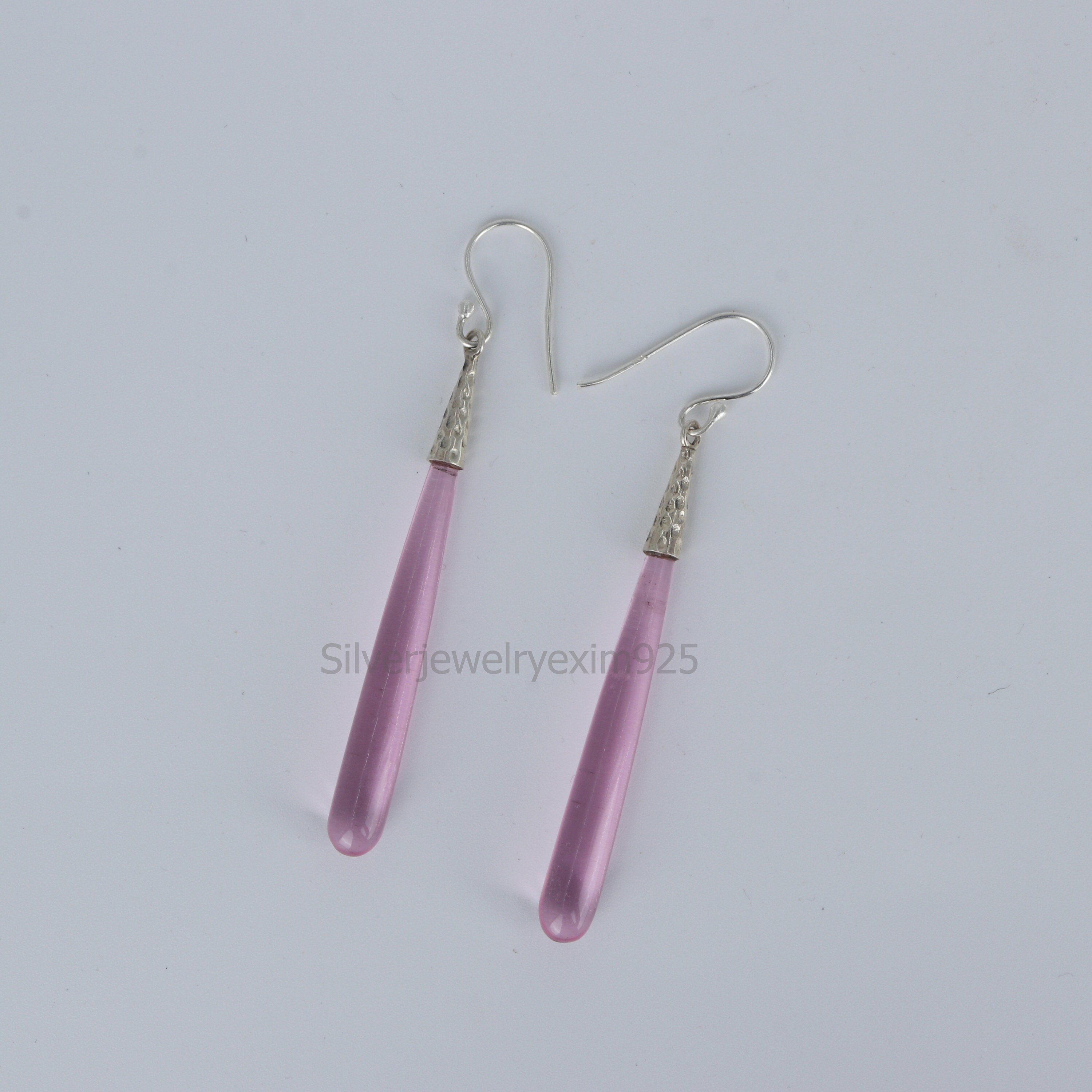 Pink Kunzite Teardrop Earrings: Sterling Silver Boho Dangle Pink Kunzite Teardrop Earrings: Sterling Silver Boho Dangle