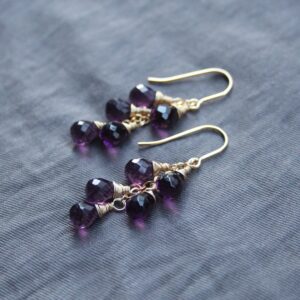 kunzite Quartz Cluster Earrings: 14K Gold Filled or Sterling Silver, Purple Cascade Drop kunzite Quartz Cluster Earrings: 14K Gold Filled or Sterling Silver, Purple Cascade Drop