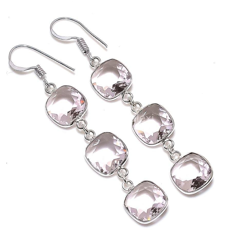 Rare Pink Kunzite Earrings, Pink Gemstone Earrings, Drop & Dangle Earrings, 925 Sterling Silver Jewelry, Birthday Gift, Earrings For Mother