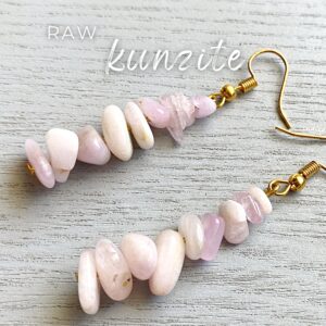 Raw Kunzite Earrings: Sterling Silver Dangle, Pink Crystal Gemstone Raw Kunzite Earrings: Sterling Silver Dangle, Pink Crystal Gemstone