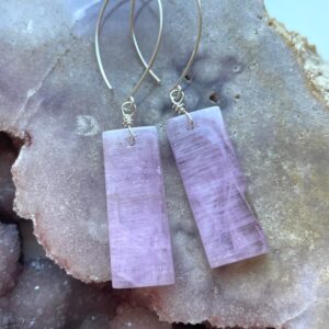 Kunzite Sterling Silver Dangle Earrings: Boho Bridal Jewelry Kunzite Sterling Silver Dangle Earrings: Boho Bridal Jewelry