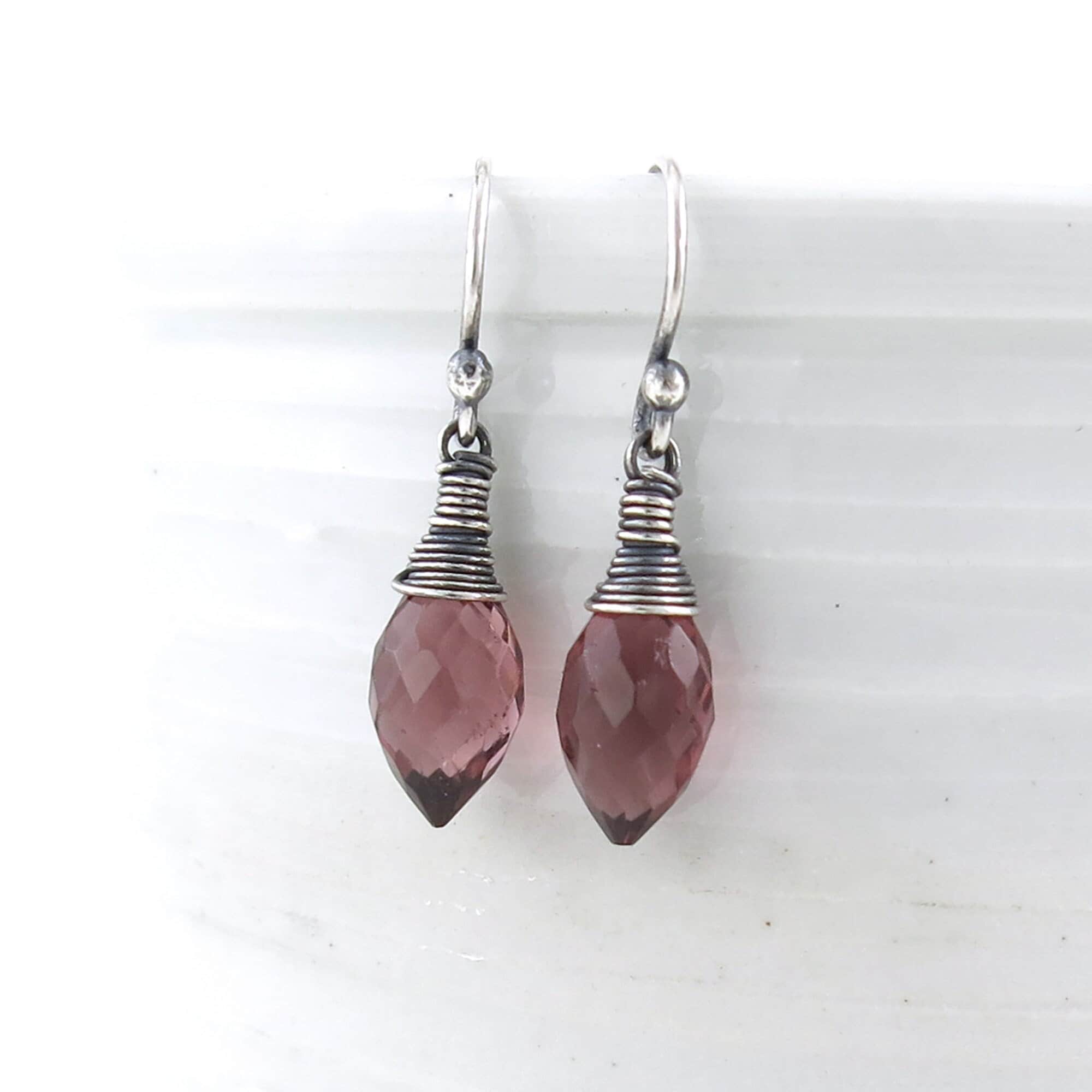 Dainty Kunzite Earrings – Sterling Silver Lever Back, Petite Drops