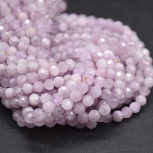 4mm Kunzite Gemstone Faceted Round Beads - 15" Strand | Semi-precious Gemstone Beads For Jewellery Making 4mm Kunzite Gemstone Faceted Round Beads - 15" Strand | Semi-precious Gemstone Beads For Jewellery Making