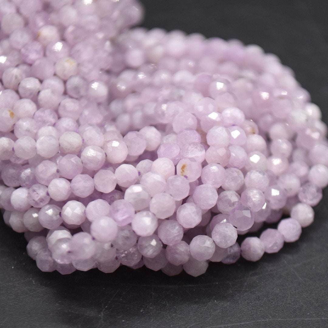 4mm Kunzite Gemstone Faceted Round Beads - 15" Strand | Semi-precious Gemstone Beads For Jewellery Making 4mm Kunzite Gemstone Faceted Round Beads - 15" Strand | Semi-precious Gemstone Beads For Jewellery Making
