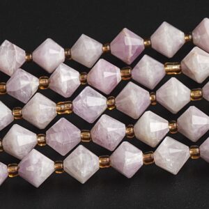8MM Light Purple Kunzite Beads Grade AA Genuine Natural Gemstone Bicone Faceted Loose Beads 15"/7.5" Bulk Lot Options (126719) 8MM Light Purple Kunzite Beads Grade AA Genuine Natural Gemstone Bicone Faceted Loose Beads 15"/7.5" Bulk Lot Options (126719)