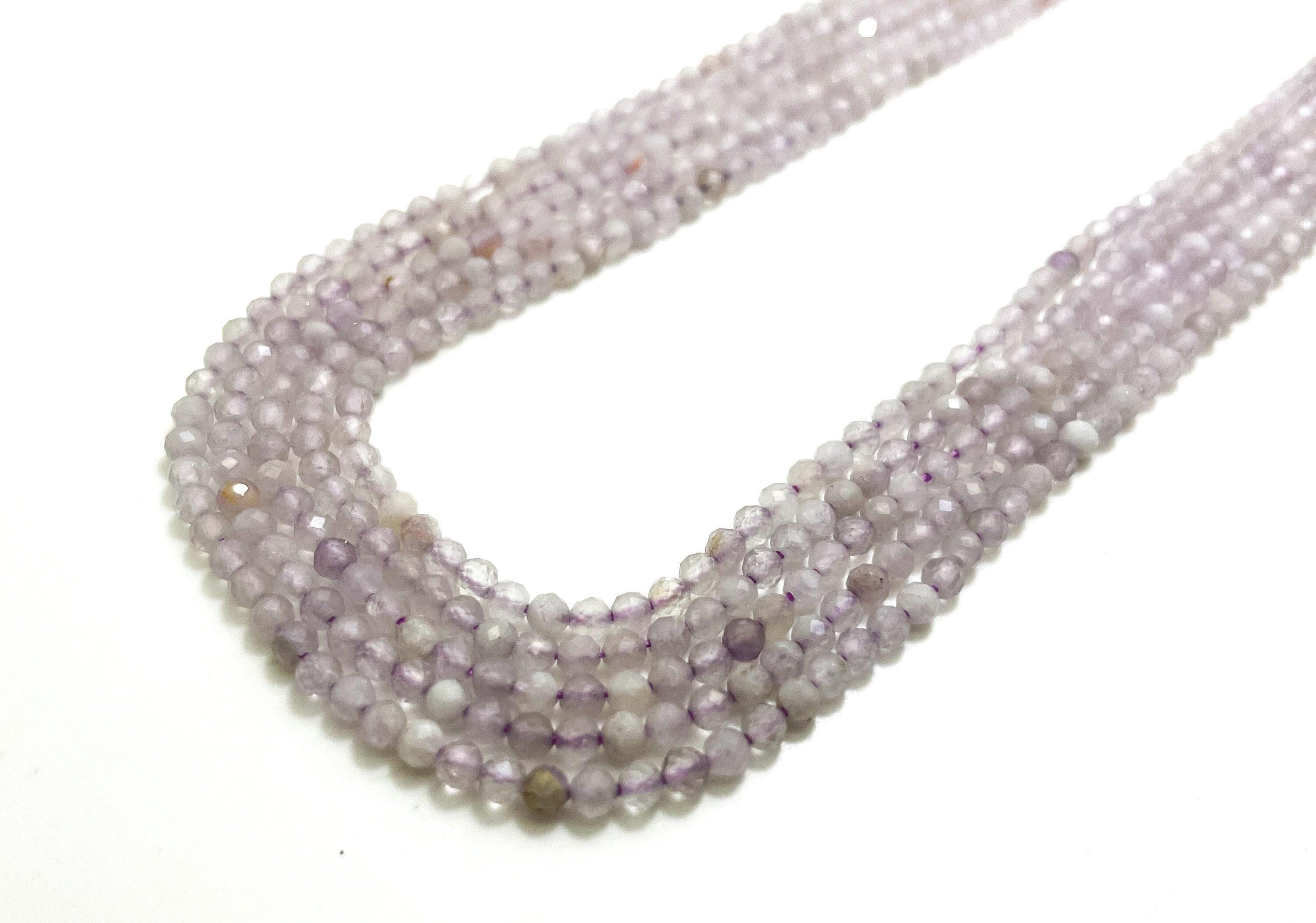 Kunzite Beads, Natural Purple Kunzite Faceted Round 3mm Gemstone Beads Rock Stone - Rnf124e