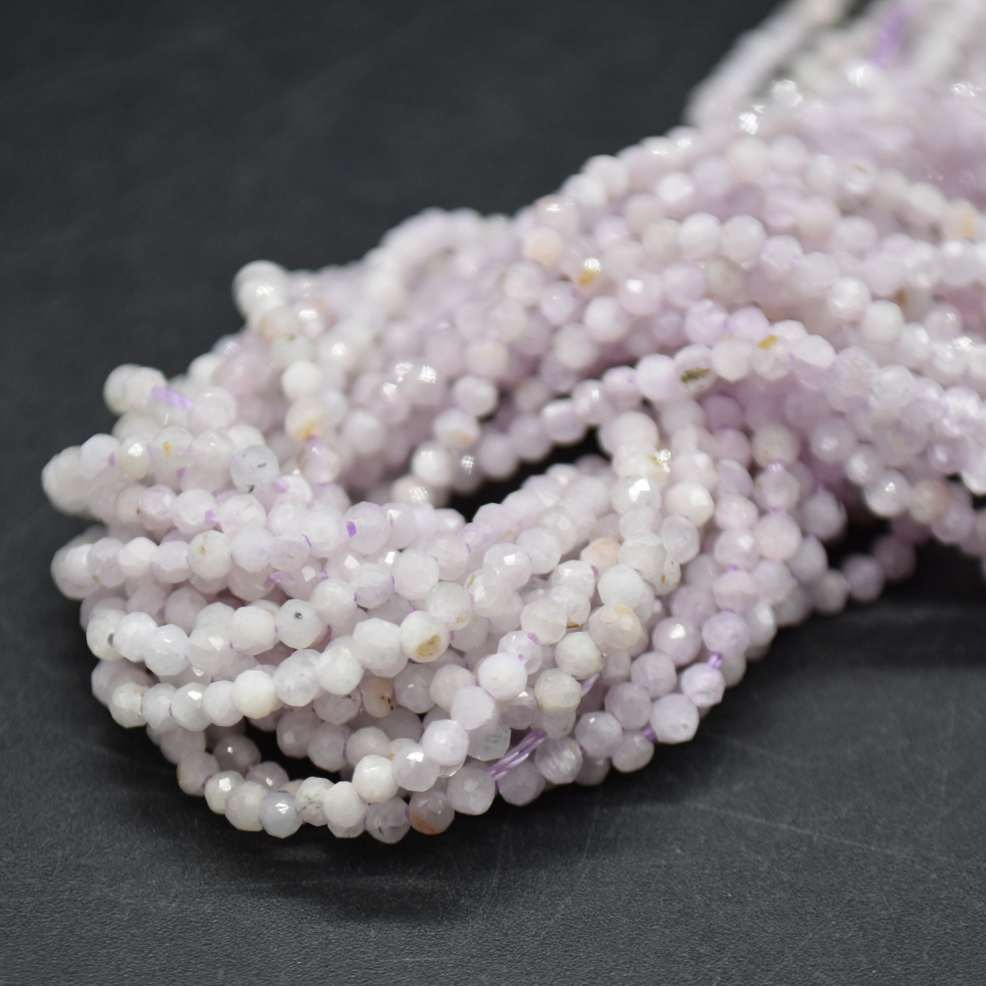 Kunzite Gemstone Faceted Round Beads - 2mm - 15" Strand | Gemstone Beads For Jewellery Making
