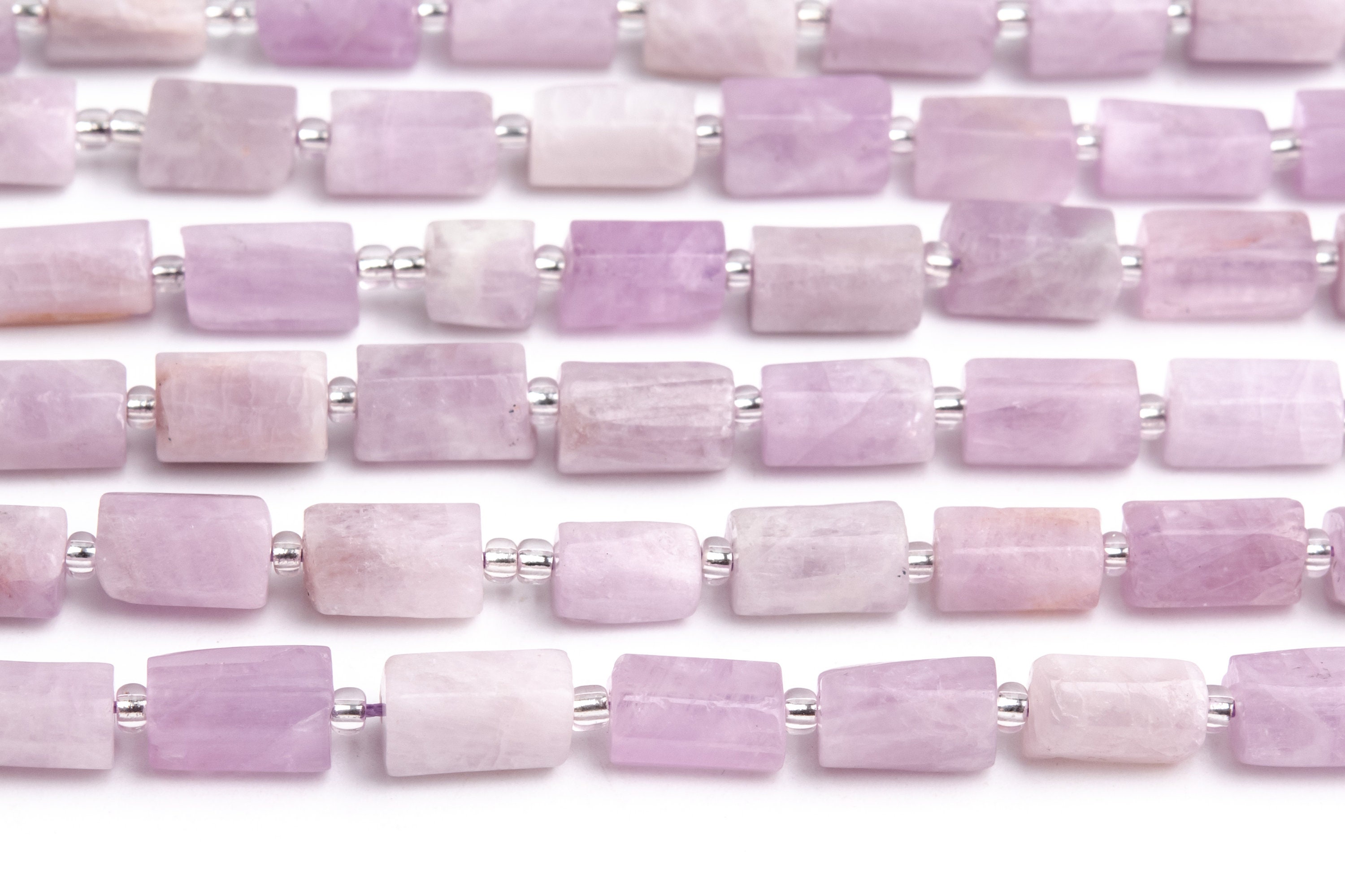 Genuine Natural Kunzite Gemstone Beads 6-9mm Violet Pink Purple Faceted Nugget Rectangle Tube Aa Quality Loose Beads (108356)