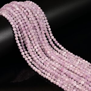 Grade A Natural Kunzite Faceted Round Beads Size 2mm 3mm 4mm 15.5'' Strand Grade A Natural Kunzite Faceted Round Beads Size 2mm 3mm 4mm 15.5'' Strand