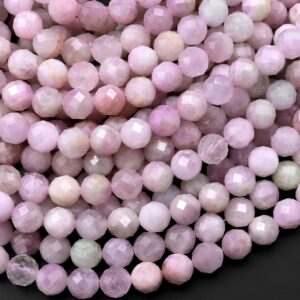 Natural Kunzite Faceted 5mm 6mm Round Beads Laser Diamond Cut Real Genuine Violet Purple Kunzite Gemstone 15.5" Strand Natural Kunzite Faceted 5mm 6mm Round Beads Laser Diamond Cut Real Genuine Violet Purple Kunzite Gemstone 15.5" Strand