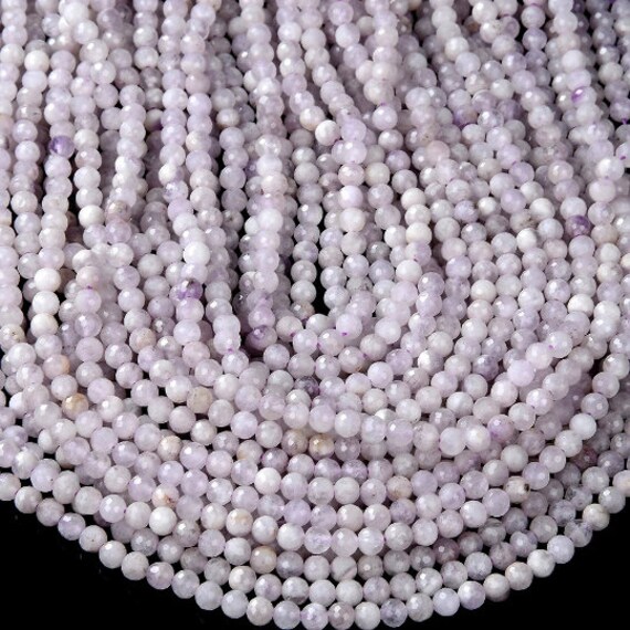 Natural Kunzite Gemstone Grade A Micro Faceted Round 2mm 3mm Loose Beads 15 Inch Full Strand Bulk Lot 1,2,6,12 And 50 (p54)